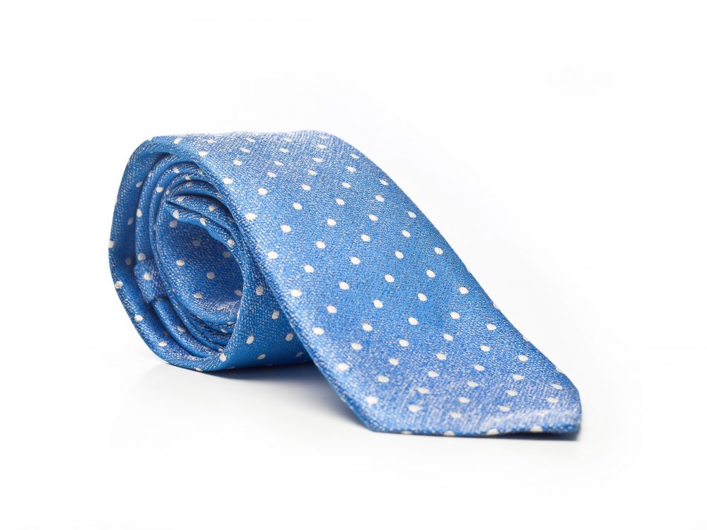 Krawat błękit w białe kropki