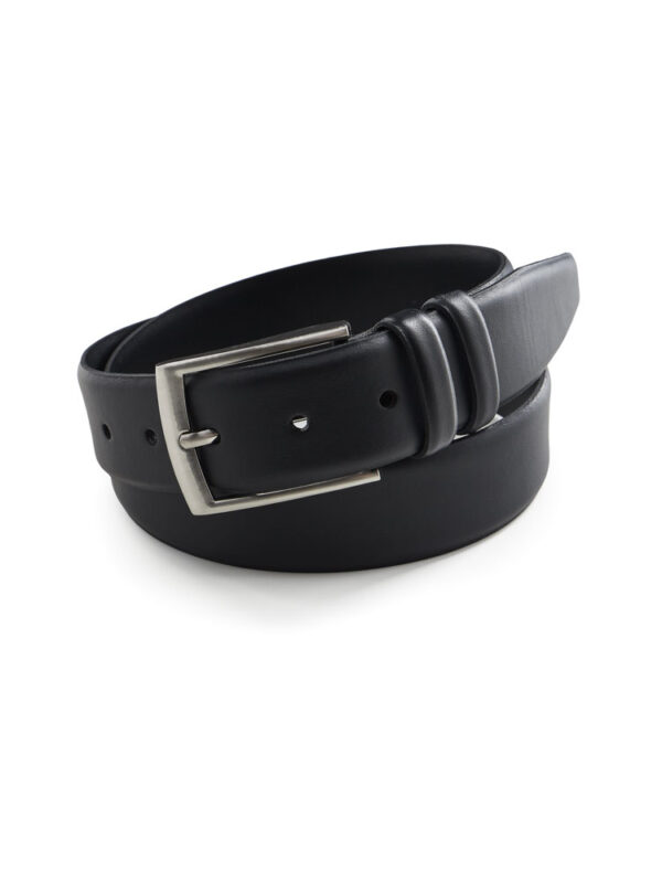 Czarny pasek skórzany Balamonte z klasyczną srebrną klamrą
