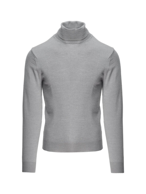 Szary golf Balamonte – klasyczny fason z wywijanym golfem, prosty, elegancki krój