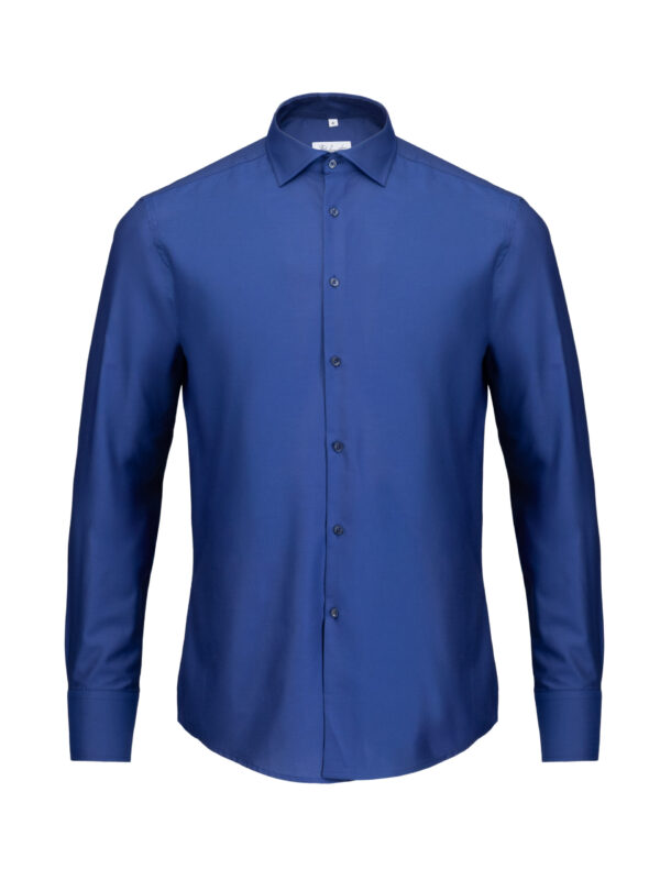 Granatowa koszula męska Balamonte na wieszaku – widok z przodu