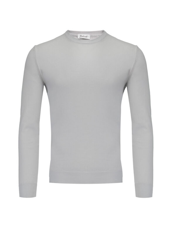 Szary sweter bawełniany Balamonte – klasyczny fason z okrągłym kołnierzem i długim rękawem