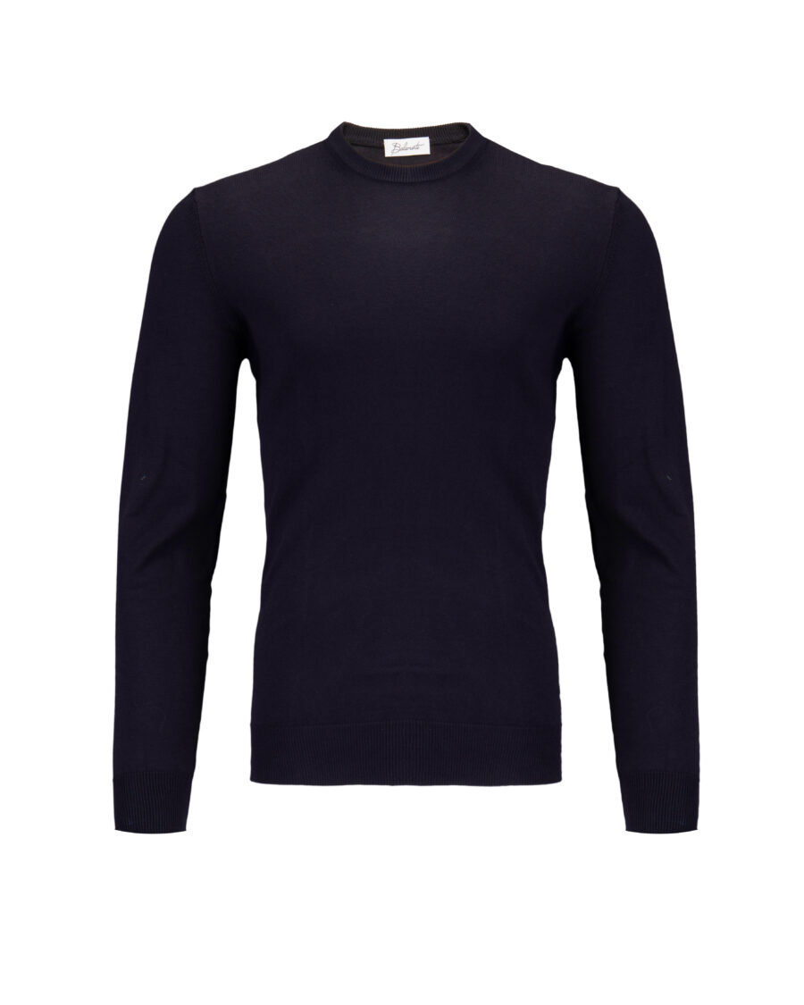 Granatowy sweter bawełniany z okrąłym kołnierzem