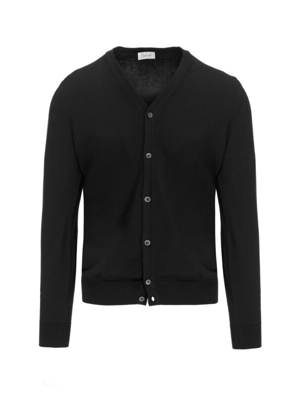Czarny kardigan z bawełny Balamonte – klasyczny sweter zapinany na guziki z dekoltem w serek