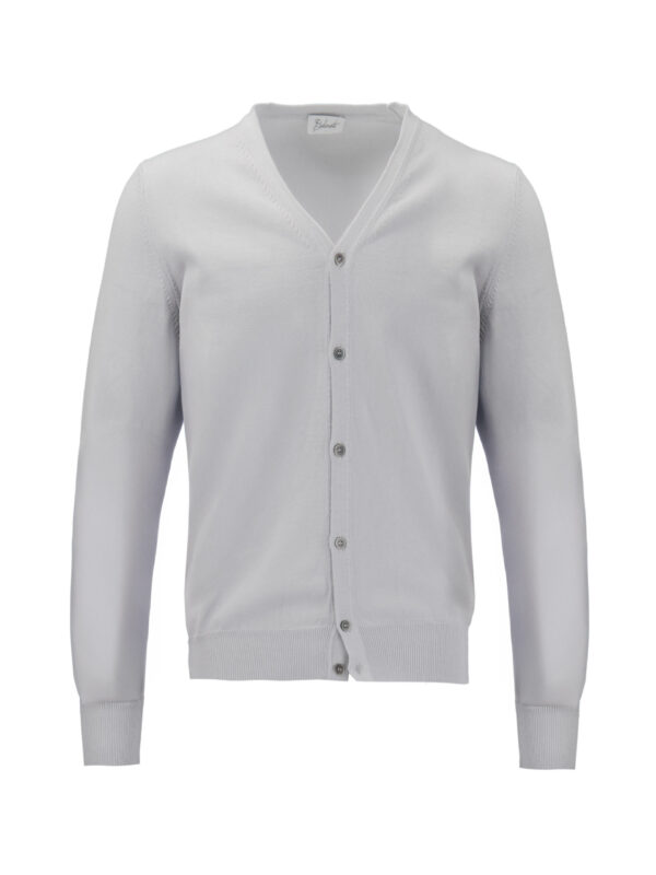 Szary kardigan z bawełny Balamonte – klasyczny sweter męski z guzikami i dekoltem w serek