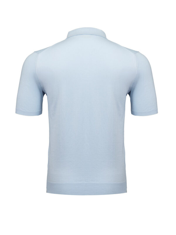 Błękitna koszulka polo Balamonte widok tył, krótki rękaw, gładki materiał