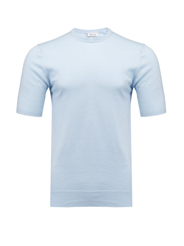 Błękitny T-shirt Balamonte widok z przodu, okrągły dekolt, krótki rękaw