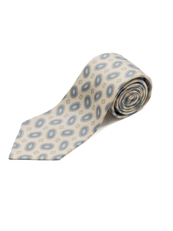 Beżowo - niebieski krawat Macclesfield