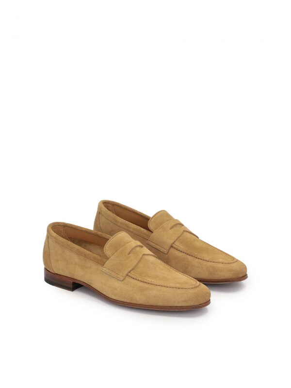 Męskie loafersy RAFFINATO Balamonte – klasyczne zamszowe buty w beżowym kolorze, widok pary