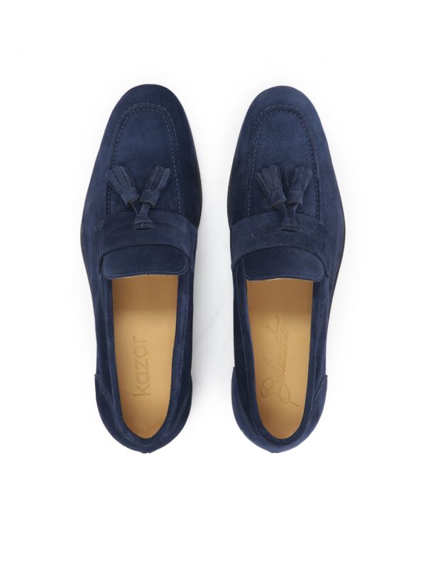 Granatowe mokasyny RAFFINATO Balamonte – klasyczny krój z widocznymi frędzlami i miękkim wnętrzem